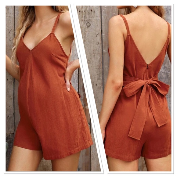 New Maternity Tie Back Cami Romper - Picture 1 of 5